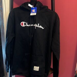 Champion Classic Raised Letter Black Pullover Hoodie XXL